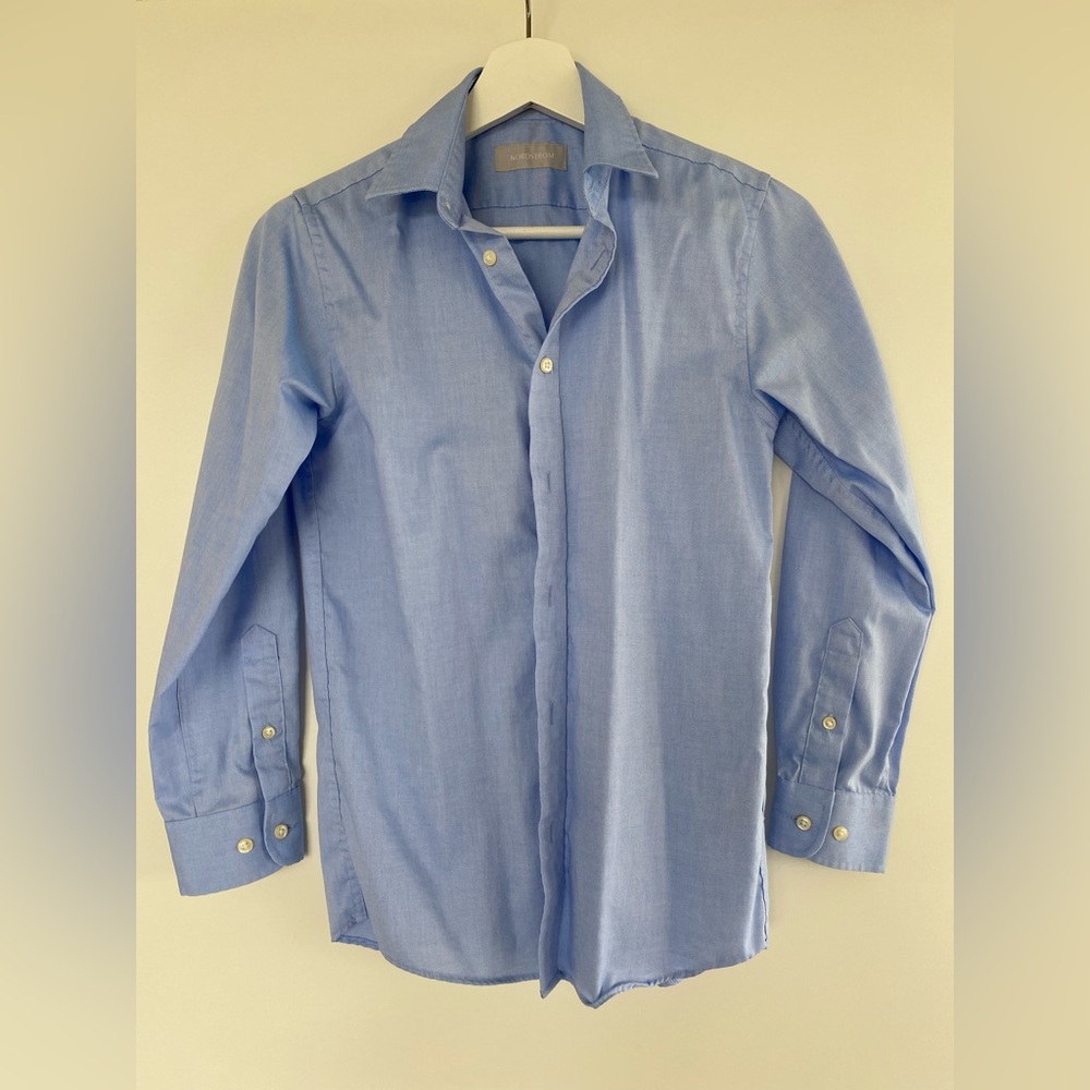 Nordstrom Blue Dress Shirt Classic Long-Sleeve